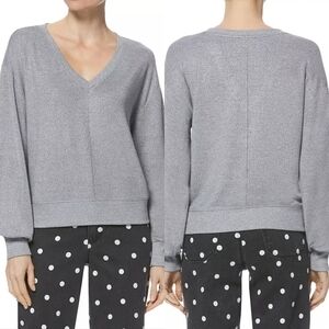 PAIGE Arizona Long Sleeve V Neck Top in Null Gray Size Small